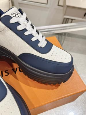 wholesale quality men's louis vuitton trainer navy blue white